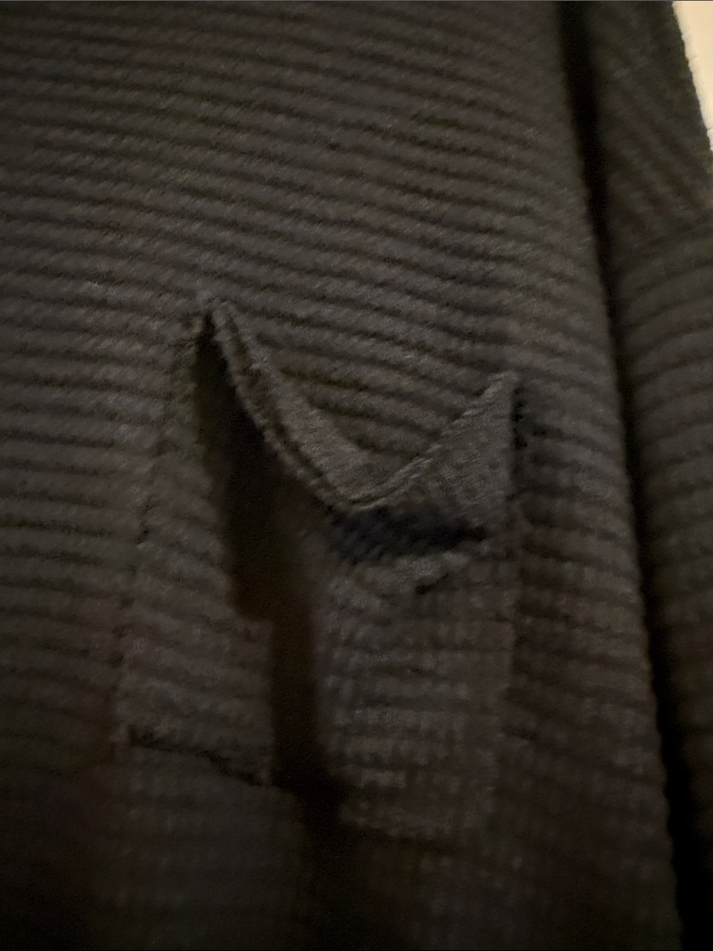 Zenana Outfitters Black Waffle-Knit Long Sleeve Top with Pocket - Picture 3 of 7